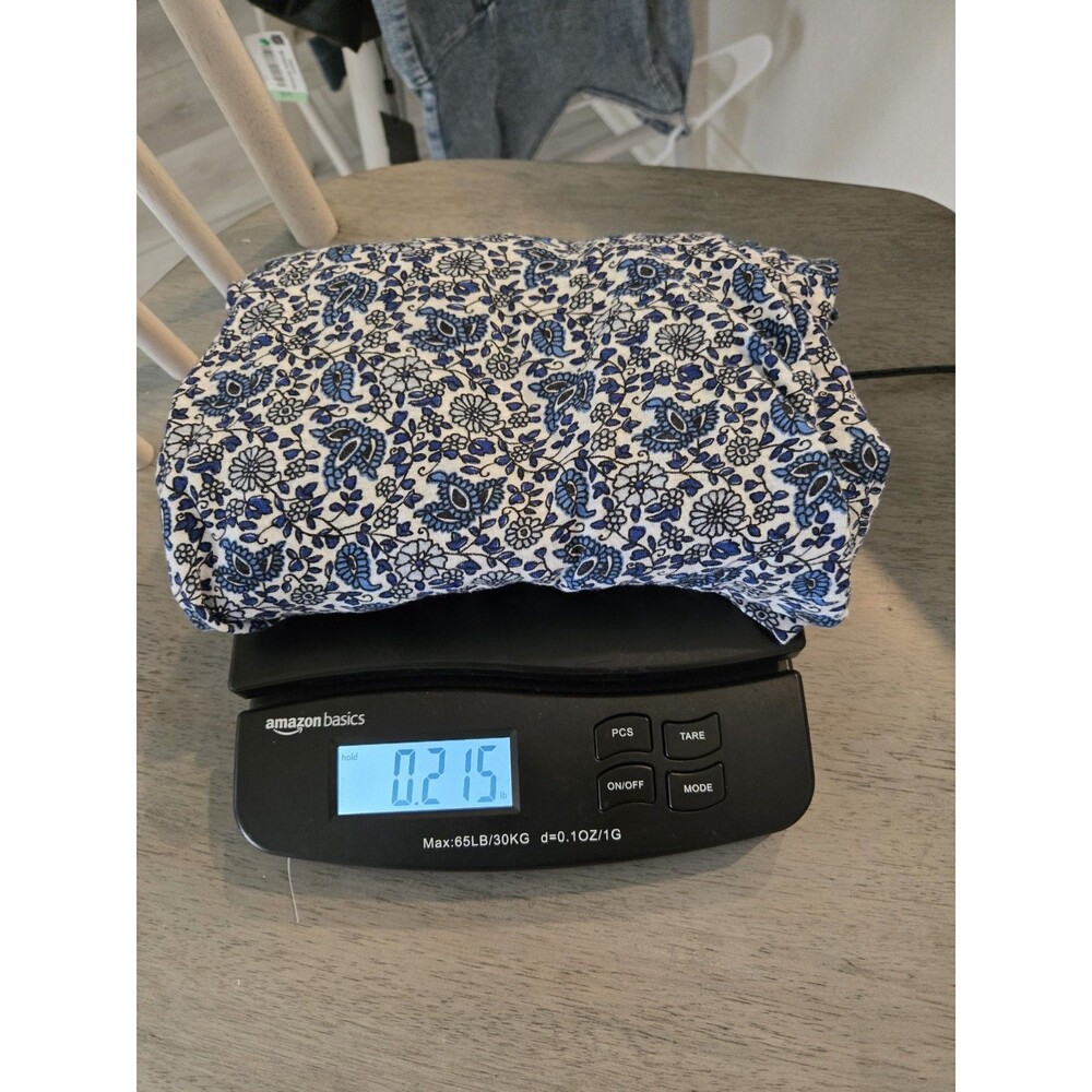 Lucky Brand Blouse Navy Blue Geo Boho Paisley Print Short Sleeve Top Women's M - Picture 11 of 11